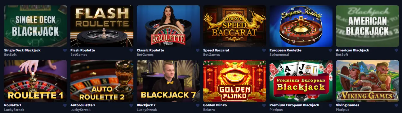 Casperbetskazino table games
